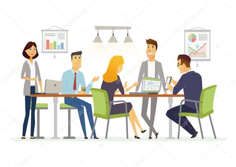 Business Discussion Modern Vector Cartoon Characters Illustration