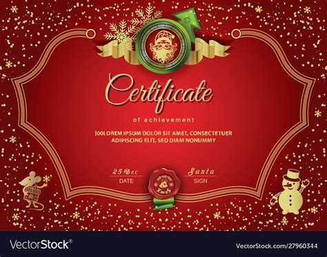 Christmas Certificate With Santa Claus Royalty Free Vector