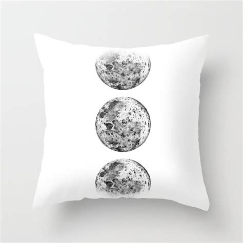 Pencil Drawing Moon Phases White Background Throw Pillow By Agnes