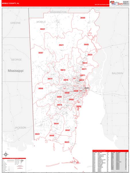 Mobile County Al Zip Code Maps Red Line