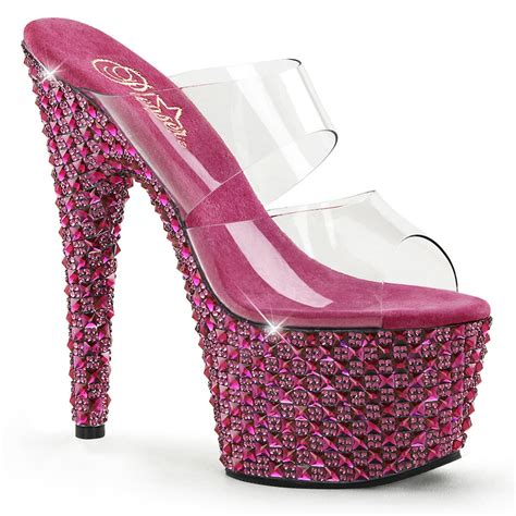 Summitfashions Womens Exquisite Rhinestone Embellished Hot Pink Heels