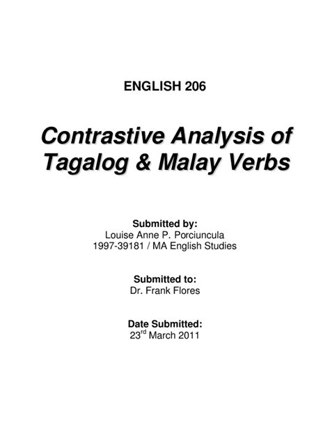 Discuss the article's pros and cons, and state your opinion about its clarity and accuracy. (PDF) Contrastive Analysis of Tagalog and Malay Verbs ...