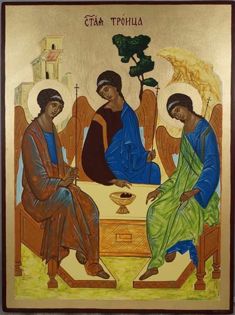 Details of artist on google art project title русский: Hospitality of Abraham (Rublev Trinity) Hand-Painted Icon ...