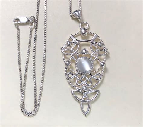 Celtic Knot Eclectic Moonstone Necklaces In Sterling Silver Irish