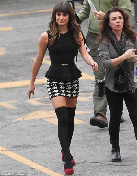Lea Michele Looks Gorgeous In A Miniskirt And Pop Socks On Set Of Glee Glee Fashion Lea