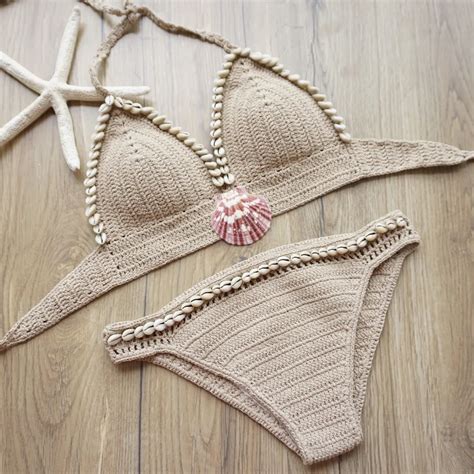 2019 Summer Beach Knitted Women Bikini Set Swimsuit Brazilian Crochet