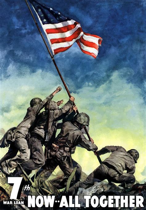 Raising The Flag On Iwo Jima Painting By War Is Hell Store
