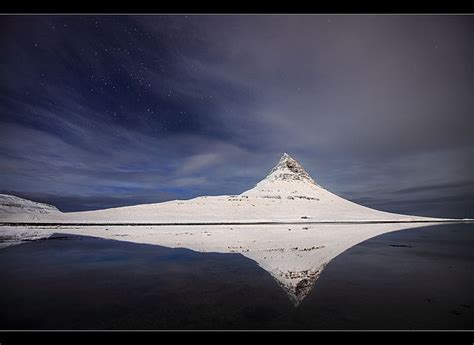 Moonlit Mountain Kirkjufell At Grundarfjörður Iceland