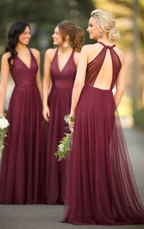 A Line Floor Length V Neck Backless Pink Bridesmaid Dresses Bd0544 The Dresses Are Fully