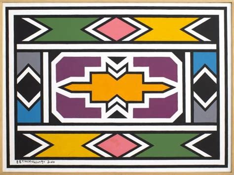 Esther Mahlangu Born In 1935 Untitled 2010 Oil On Canvas Signed