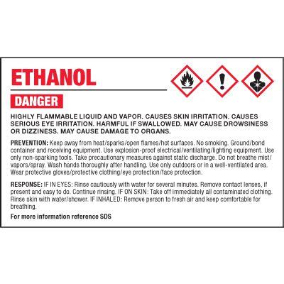 Ghs Chemical Labels Ethanol Ghs Labels Emedco