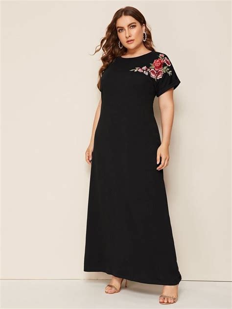 Color Black Details Embroidery Dresses Length Maxi Fabric Fabric