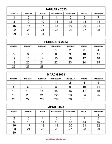 Free Download Printable Calendar 2023 4 Months Per Page 3 Pages