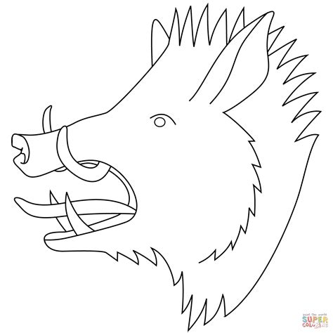 Wild Boar Head Coloring Page Free Printable Coloring Pages