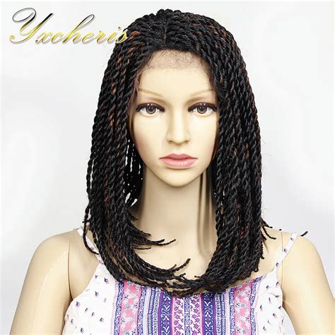 Yxcherishair Ombre Synthetic Senegalese Twist Lace Front Wigs 16 Black