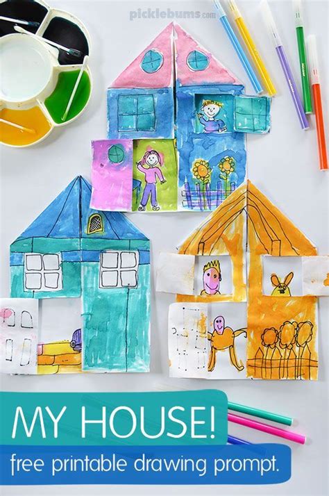 My House Drawing Prompt Free Printable Kids Art Projects Crafts