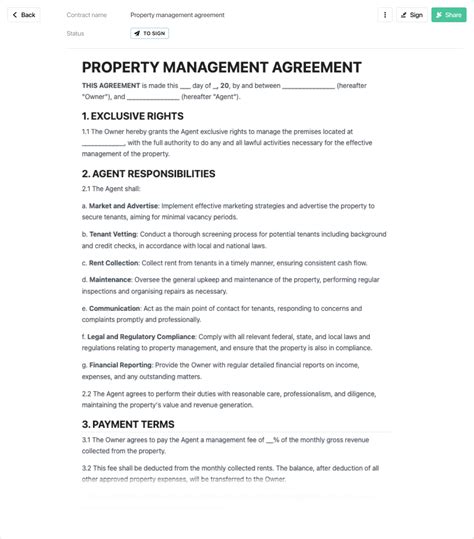 Property Management Agreement Template Free To Use