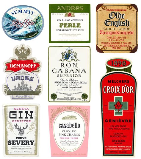 Collection Of Vintage Alcohol Labels For A Personal Project Vintage