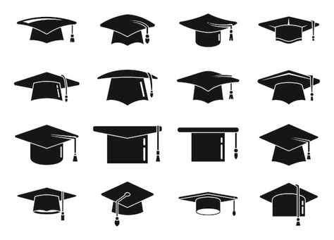 Los Iconos Del Sombrero De Graduación De La Escuela Establecen Un