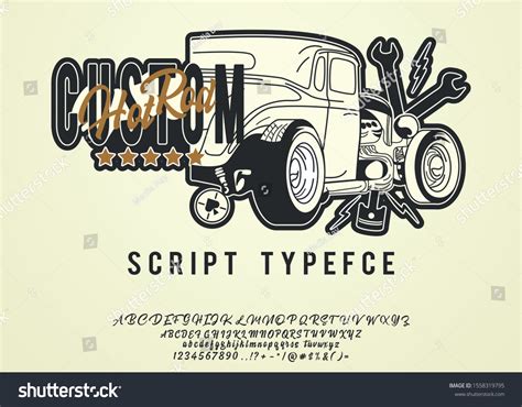 Hot Rod Custom Vintage Script Font Stock Vector Royalty Free