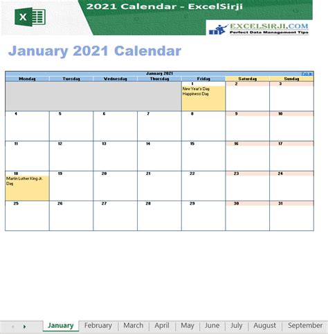 2021 calendar excel template, you are given enough space in which you can mark all the important things. ExcelSirJi | Excel Utilities/Templates | 2021 Excel Calendar