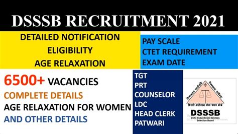 Dsssb Recruitment Tgt Ldc Head Clerk Patwari Vacancies