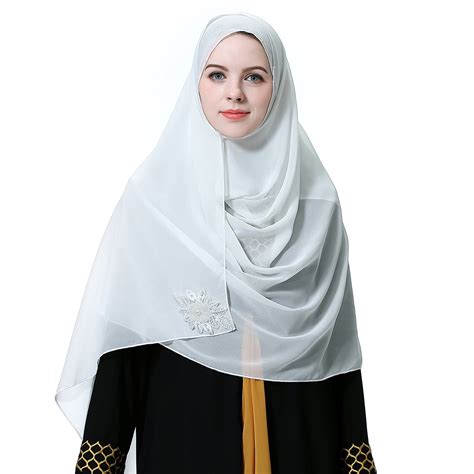 muslim women chiffon scarf head wrap islamic beaded hijab shawl amira headscarf ebay