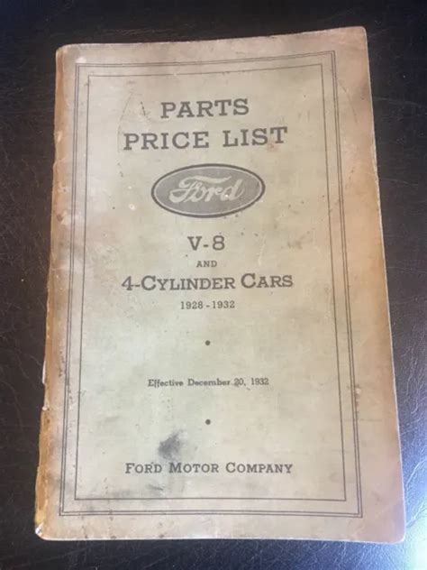 Ford Automobile C Parts Price List Original V Cylinders