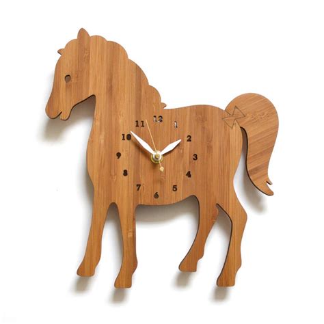 Horse Wall Clock Wooden Clock Kids Room Farm Theme Etsy