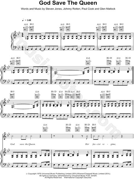 Sex Pistols God Save The Queen Sheet Music In Bb Major Transposable Free Download Nude Photo