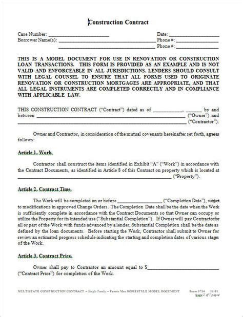 General Contractor Agreement Template Business