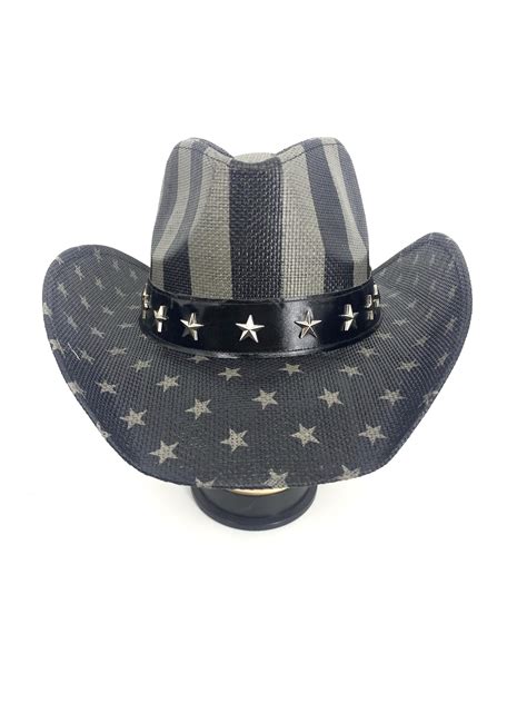 American Flag Usa Cowboy Hat Men And Women Black Gray