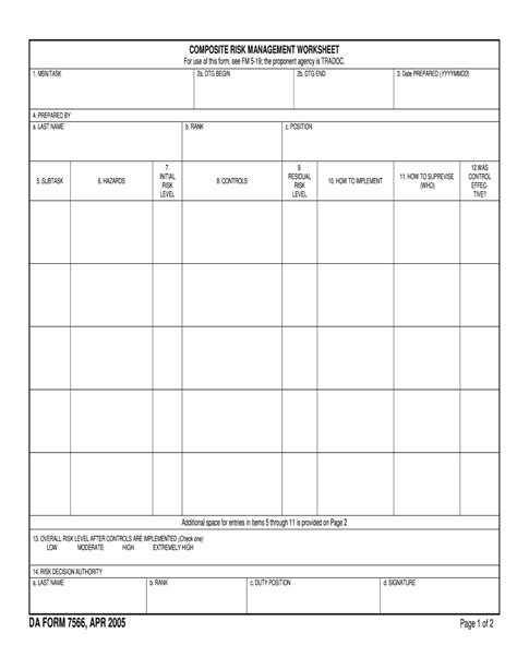 Da Form 7566 Printable Editable Blank Pdf To Download