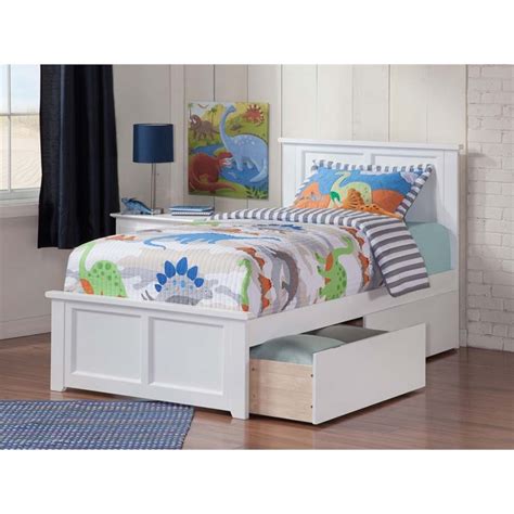 Rosebery Kids Twin Xl Storage Platform Bed In White