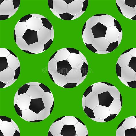 Soccer S Ball Seamless Texture Over Green Stock Vector Illustration