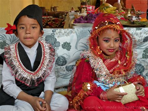 Local Style Nepalese Kids In Traditional Outfits