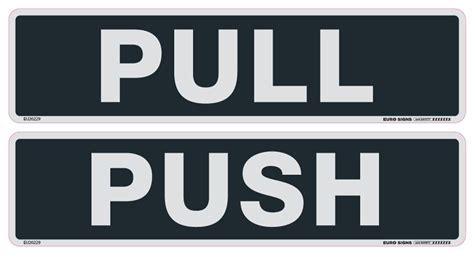 Push And Pull Decals Set Horizontal 200x50 Decals Euro Signs And Safety