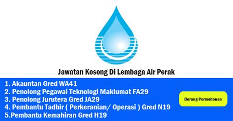 Jawatan kosong pertubuhan peladang kebangsaan disember 2019. Jawatan Kosong 2019 Lembaga Air Perak - Tetap/Kontrak