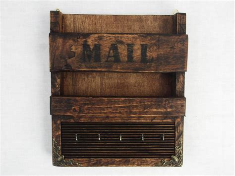 Rustic Wooden Wall Hanging Mail Holder And Key Rack