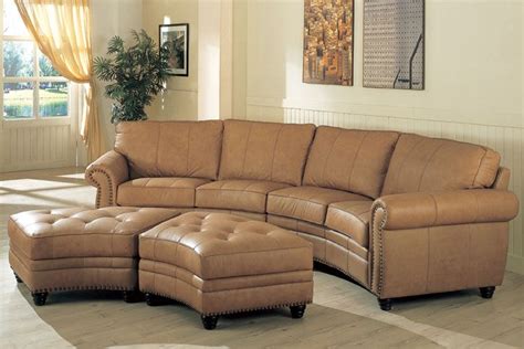 Curved Leather Couch Sectional Sofa With