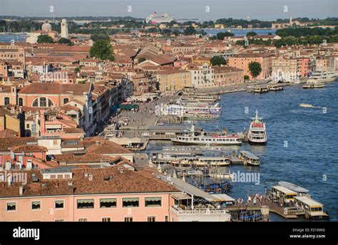 Italy Venice View East Over The Canale Di San Marco From The Campanile Di San Marco Stock