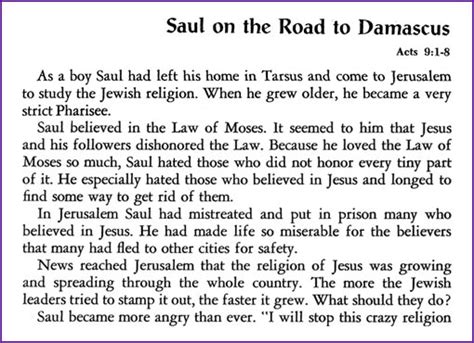 Saul On The Road To Damascus Story Kids Korner Biblewise