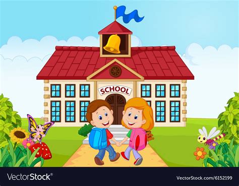Illustration Of Happy Little Kids Going To School Download A Free