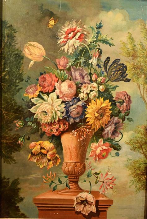 Unknown 19th Century Flemish Floral Still Life Oil On Canvas On