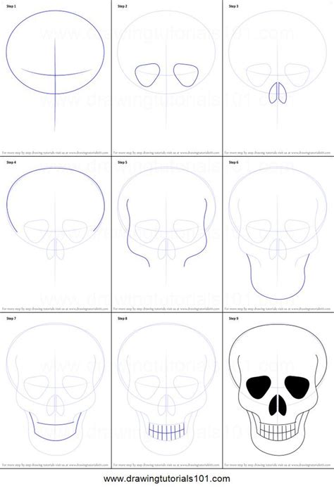 How To Draw Skull Easy Printable Step By Step Drawing Sheet