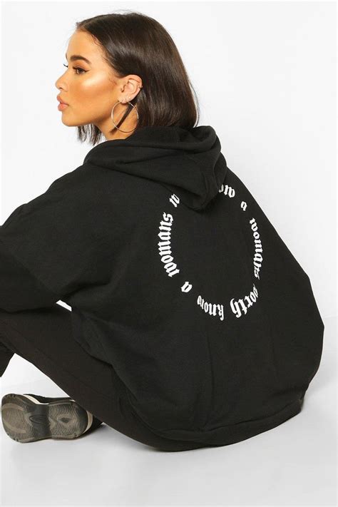 womens premium extreme oversized back print hoodie black s hoodie