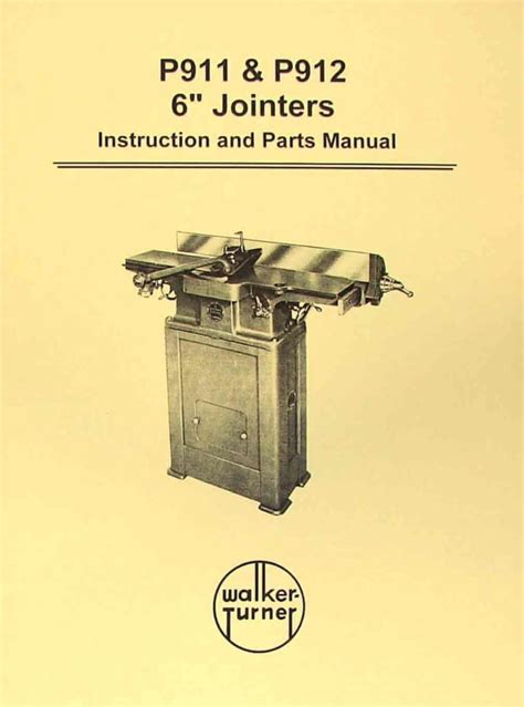Walker Turner P P Jointer Instructions Parts Manual