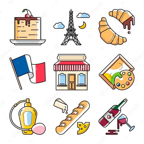 Premium Vector French Culture And Food Vector Illustrations