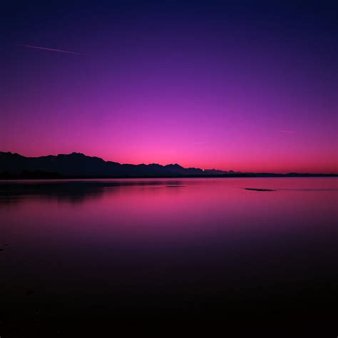 Sunset Lake Dusk Purple Sky Reflection Dawn Body Of Water Dark