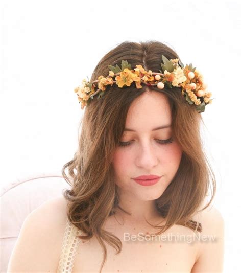 Fall Rustic Floral Crown Of In Yellows And Golds Woodland Wedding Hair